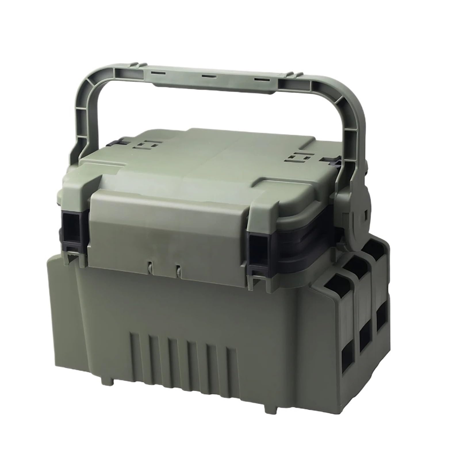 Large Multi-Function Fishing Tackle Organizer Reinforced Storage Box(Big grey)