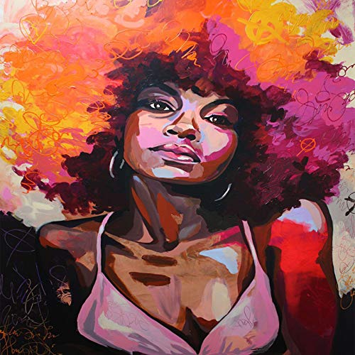 Orlco Art Impression sur toile Figure Picture Art Mural Art Peinture Abstrait Femme Picuture Art Affiches et impressions Colorées, D, 16" X 16" (40cm X 40cm)With The Stretched