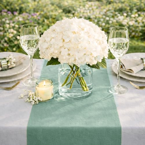 Twinzee - Vlies Tischläufer Eukalyptus, 30 cm x 25 m - Tischband fur Tischdeko Geburtstag, Hochzeit, Taufe, Outdoor - Decoratives Tischläufer Modern Rolle – Bild 3
