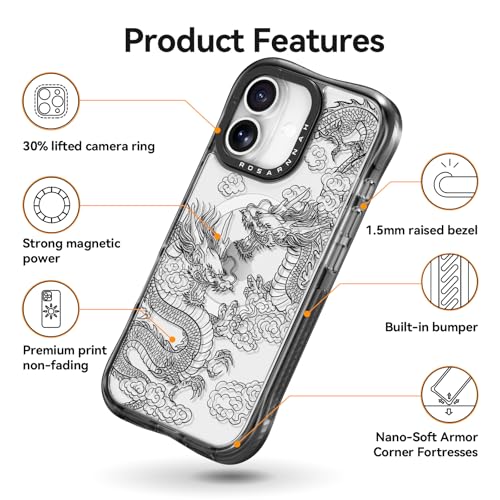 Protection chutes 6 m coque iPhone dragon MagSafe Rosarnnah - 6