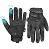 FREE SOLDIER Outdoor Gloves Full Finger Tactical Gloves Men Motorcycle Gloves with Padded for Bicycle Airsoft Military Paintball and Other Outdoor Activities (Black, L)