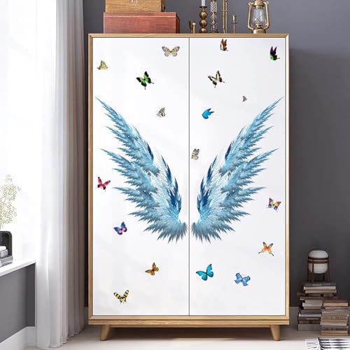 Vinilo Decorativo Alas de Ángel Azul y Mariposas miniatura 6