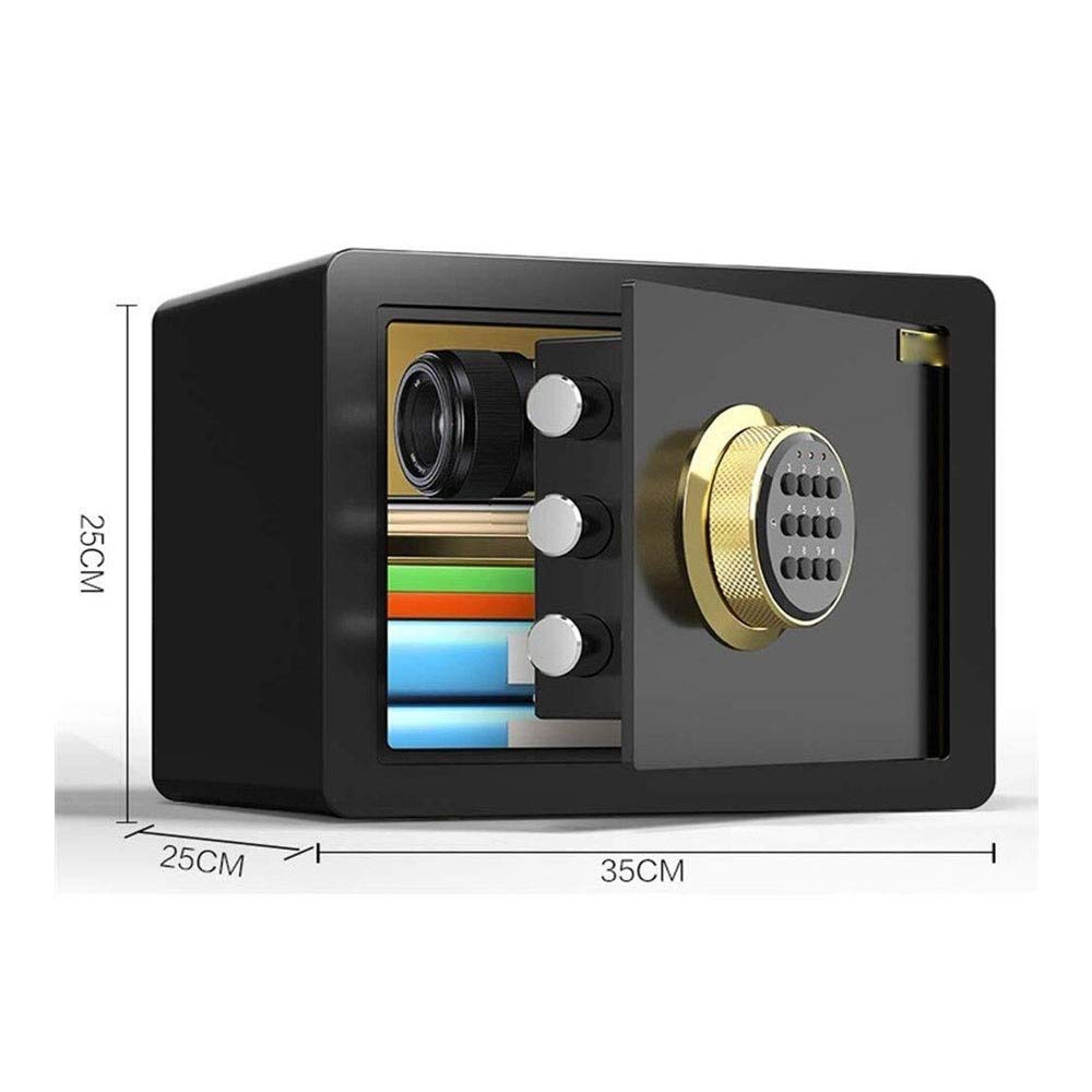 RLKHXBS Safe, Password is On Small Portable Anti-Theft Safes with Dual Intelligent Alarm System 25CM Coffer,Black Key Box