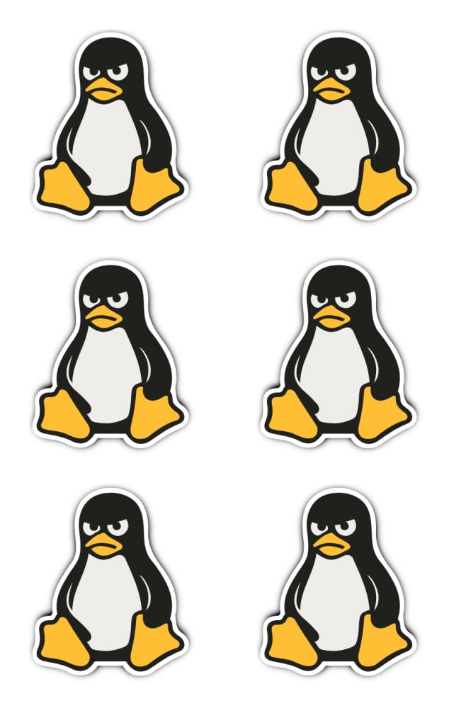 Havati Vibe Sticker. 6 X 50Mm Penguin Linux Tux Nerd Stickers For Laptop & It Office