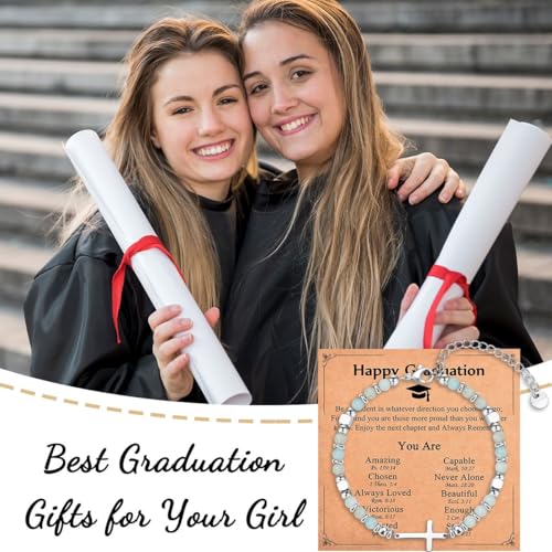 IKIATY 2026 Graduation Gift for Her Women Girls, College High School Masters Degree Law Middle School 5th 6th 8th Grade Graduation, Christian Cross Bracelet for Niece Granddaughter Friends Daughter by IKIATY - Image 3