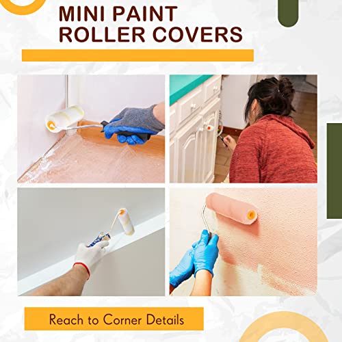 200 Pcs Paint Roller 4 Inch, 1/2" Nap Mini Paint Roller Covers Small Paint Roller Microfiber Roller Naps House Painting Supplies Home Repair Tools Bulk For House Painting Wall Craft Repair Tool Kit #TOP4