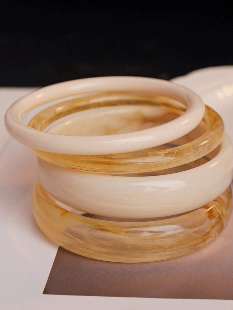 F ME Acrylic Bangles Bracelets for Women, Irregular Acrylic Resin Chunky Bracelets Geometric Fashions Thick Statement bangle Set view 7