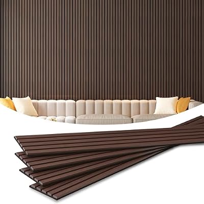 Sunny Heart Wood Slat Panels for Wall 4-Piece 94.5" x 7.9" Acoustic Panels for Interior Wall Decor 3D Fluted Sound Absorbing Panel Walnut Walnut