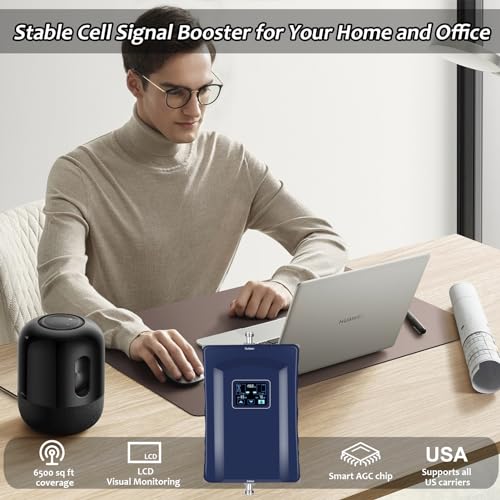 Amplificador de celular para casa e escritório, amplificador de sinal de telefone celular com 2 ante