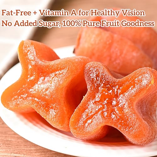 Whole Natural Dried Persimmons 17.6oz (500g) - Unsweetened Dehydrated Fruit Snack, Vegan & Preservative-Free, Sweet Chewy for Baking, Oatmeal, Yogurt, Salads, Desserts, Old-Fashioned Treat