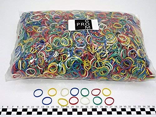 Progom - Gomas Elasticas - 25(ø16) mm x 1.7mm - colores mezclados (rojo, verde, azul, blanco, amarillo,negro) - bolsa de 1kg Cover