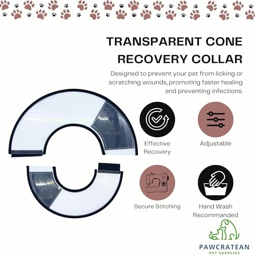 Image of Pet Cone Collar Dog Cat Soft Plastic Recovery Collar Adjustable Comfortable Wounds Protection Small Medium Size Elizabeth Collar (Transparent, Medium)