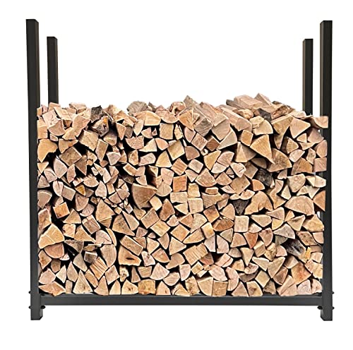 QUICK STAR Kaminholzregal Außen 113 x 25 x 115 cm Anthrazit, Garten Metall Kaminholzunterstand 0,5 m³ (0,8 SRM), Wetterfeste Stapelhilfe mit Schutzhülle Grau