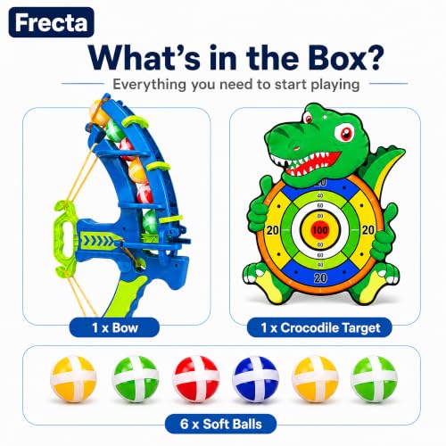 Image of Crocodile Sticky Ball Shooter Launcher Toy | Target Dart Game for Kids | Educational Indoor /Outdoor Playing Target Shooting Games | Gifts for Boys & Girls 7-14 Year Old