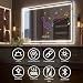 Ratsamee Badspiegel mit Beleuchtung LED, 100x70cm Bluetooth Spiegel mit Light, Wandspiegel mit Frontbeleuchtung, Antibeschlagfunktion, Dimmbar, mit 3 Einstellbaren Lichtfarben