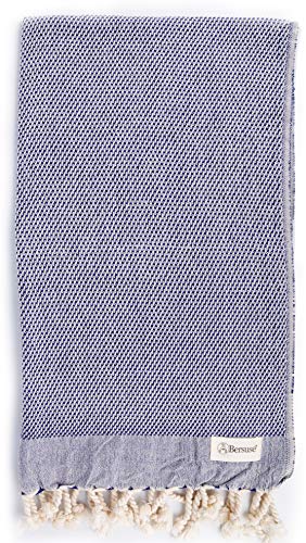 Bersuse 100% Coton - Ventura Torchon, Serviette Turque - Bleu Foncé Cover