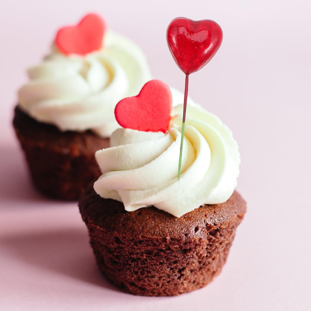 NUOBESTY 20pcs Red Heart Cake Toppers Valentine’s Day Cake Decorations Cupcake Toppers for Wedding Party Bridal Shower Decorations Supplies - Image 3