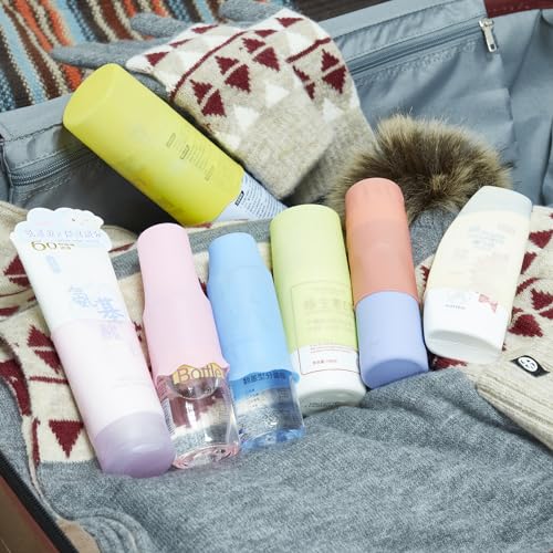 Silicone Bottle Covers,8 Pack Travel Essentials for Women Beach Vacation,Travel Size Toiletries Accessories, Cruise Ship Vacation Must-Have, Leak Proofing4
