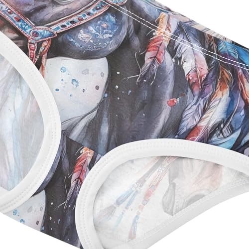 Watercolor Beautiful Horse White Toddler Underwear Custom 2t Cotton Cute Panties Girl Florals Briefs Girls Undies4