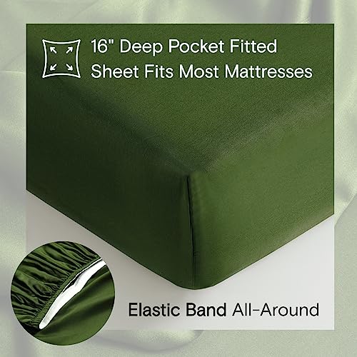 Doz By Sijo 100% Organic Bamboo Sheet Set, Buttery Soft, Cooling For Hot Sleepers, Silky Breathable, Oeko-Tex, High Gsm, 16" Deep Pockets - 3Pc - 2 Pillowcases 1 Fitted Sheet (Forest, King) #TOP3