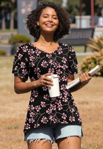 Image of CATHY 2026 Womens Tops Summer Short Sleeve V Neck Tunic T-Shirts Blouse S-4XL
