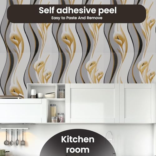 Image of DRONTER 3D Self-Adhesive Brick Wallpaper - PE Foam Wall Panels for Home, Bedroom, Living Room, and Cafe Decor | Easy Peel & Stick DIY Wall Stickers (Wavy Grey)