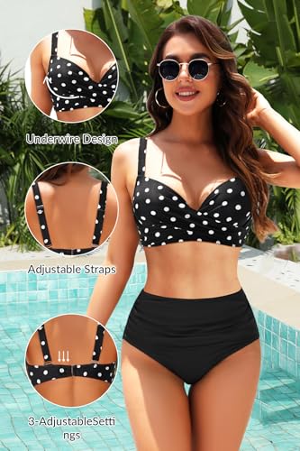 Image of Aqua Eve Women Underwire Bikini Top - Push Up Swimsuit Top Bra Padded Bathing Suit 2026 Twist Front Swimwear