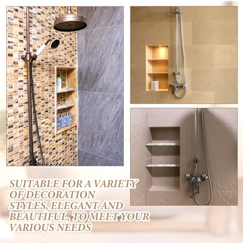 2 Pack Shower Niche Rectangular Shelf for 12 Inch Prefabricated Board Niches, 4mm Thick, Marine Grade Brushed 304 Stainless Steel Finish Fits 1/8 Grout Line, for Bathroom Remodel - Image 6