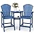 FOOWIN Tall Adirondack Chair Set of 2, All Weather HDPE Bar Height Adirondack Chair with Double Connecting Trays, Adirondack Barstools for Balcony, Deck, Backyard, Patio, Garden Navy Blue