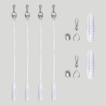 12mm Transparent Acrylic Curtain Rod 4pc - Modern & Elegant Window Treatment Accessory