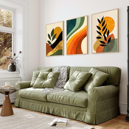 Image of ARTELLY Boho wall Art Paintings Modern Art Framed Wall Painting for Living Room Bedroom - Wall Posters | Paintings with Frame Set of 3 (Boho 2, 19x28 inch)