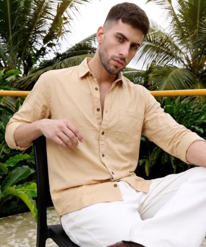 Image of Amazon Brand - INKAST Men Solid Cotton Shirt | Casual Wear | Basic Essential Plain Everyday & Office Wear | Full Sleeve | Regular Fit