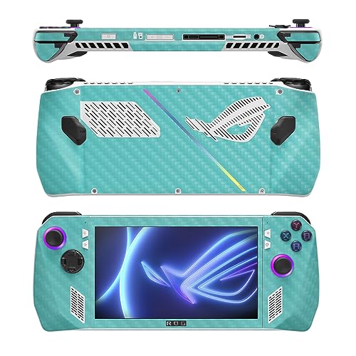 Image of MightySkins Carbon Fiber Skin Compatible with Asus ROG Ally - Solid Turquoise | Protective, Durable Textured Carbon Fiber Finish | Easy to Apply