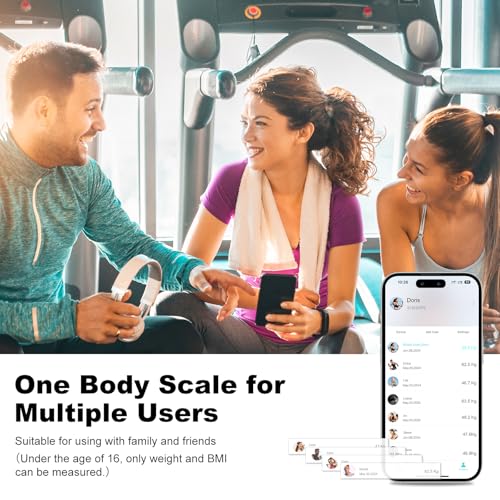 Bascula de Baño,Bascula Grasa Corporal y Muscular,Bluetooth Balanza Peso Corporal con 22 Monitores de Composición,Pantalla Grande Bascula Inteligente para Frecuencia Cardíaca,IMC Muscular,Máximo 180kg - Imagen 5