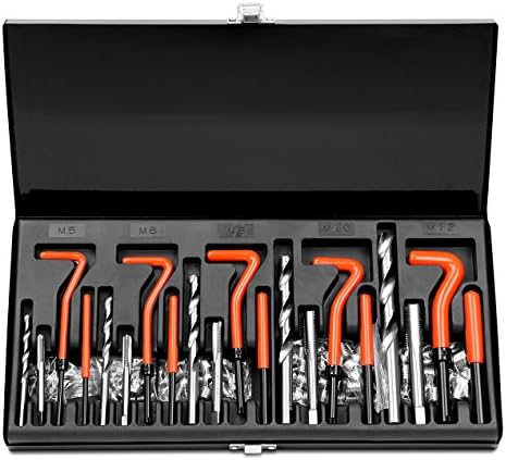 HORUSDY 131Pc Thread Repair Kit, HSS Drill Helicoil Repair Kit Metric M5 M6 M8 M10 M12 (Black)