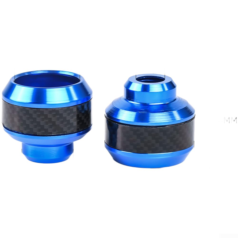 Honseadek Aluminum Alloy Motorcycle Fork Slider Cups with Carbon Fibre Accents, Electric Scooter Crash Pads and Anti Collision Slide Blocks for Motocross Protection, Pair(Blue)
