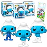 The Smurfs Funko Pop Set - Bundle with 3 Action Figures: Grouchy, Vanity, Handy Smurf Plus Doo Hanger | Smurfs Figurines for Kids, Teens, Adults