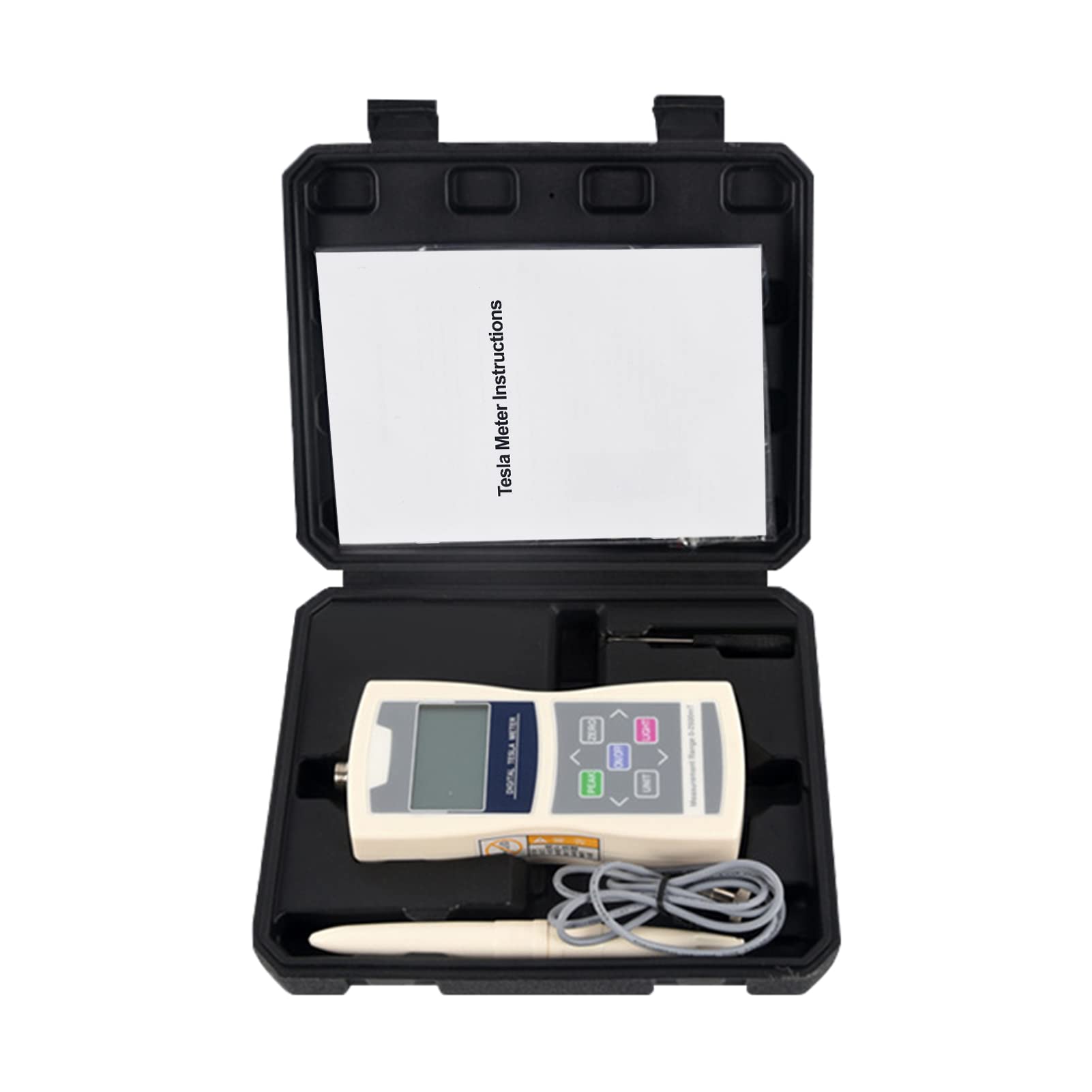 Probador de campo electromagnético, Tesla Gaussmeter rango automático 200mT/2000mT carcasa de plástico sensible de alta precisión con sonda Hall radial estándar