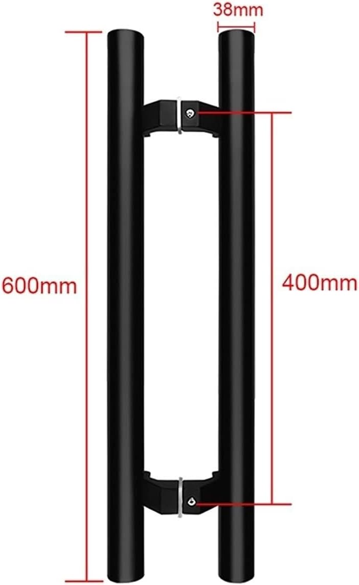 Gate Hardware Stainless Steel Door Handle for Home Sliding Wooden Barn Door/Commercial Office Glass Push-Pull Door-Black,3 Lengths (Size : 600x400mm)