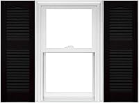 Vista 1 de Mid America Cathedral Open Louver - Persianas estándar de vinilo (1 par)