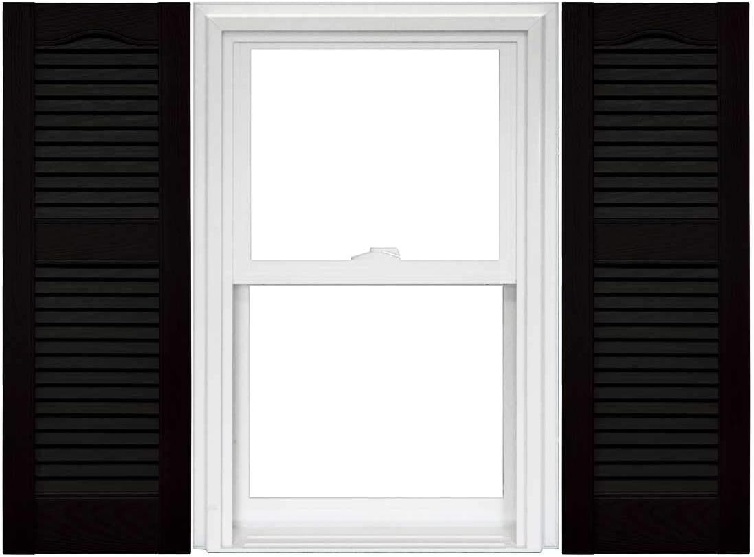 Open Louver 14.5 Inch Vinyl Shutters (1 Pair) - 14.5 x 60 Black with Mounting Hardware