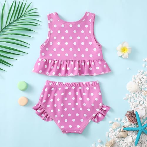 Image of Baby Swimsuit Girl Two Piece Bathing Suit Toddler Girls Summer Beach Ruffle Tankini Swimwear 1-7Y