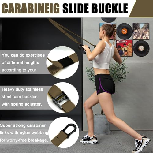 Image of Bodyweight Resistance Training Straps, Complete Home Gym Fitness Trainer kit for Full-Body Workout, Included Door Anchor, Extension Strap, Fitness Guide