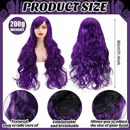Hotop HOTOP-WIGS-NGJI8 Women Halloween Party Cosplay Costume Witch Accessories Set,32 Inch 80 Cm Purple Wigs Long Curly Wavy Hair Wig Caps thumb #1