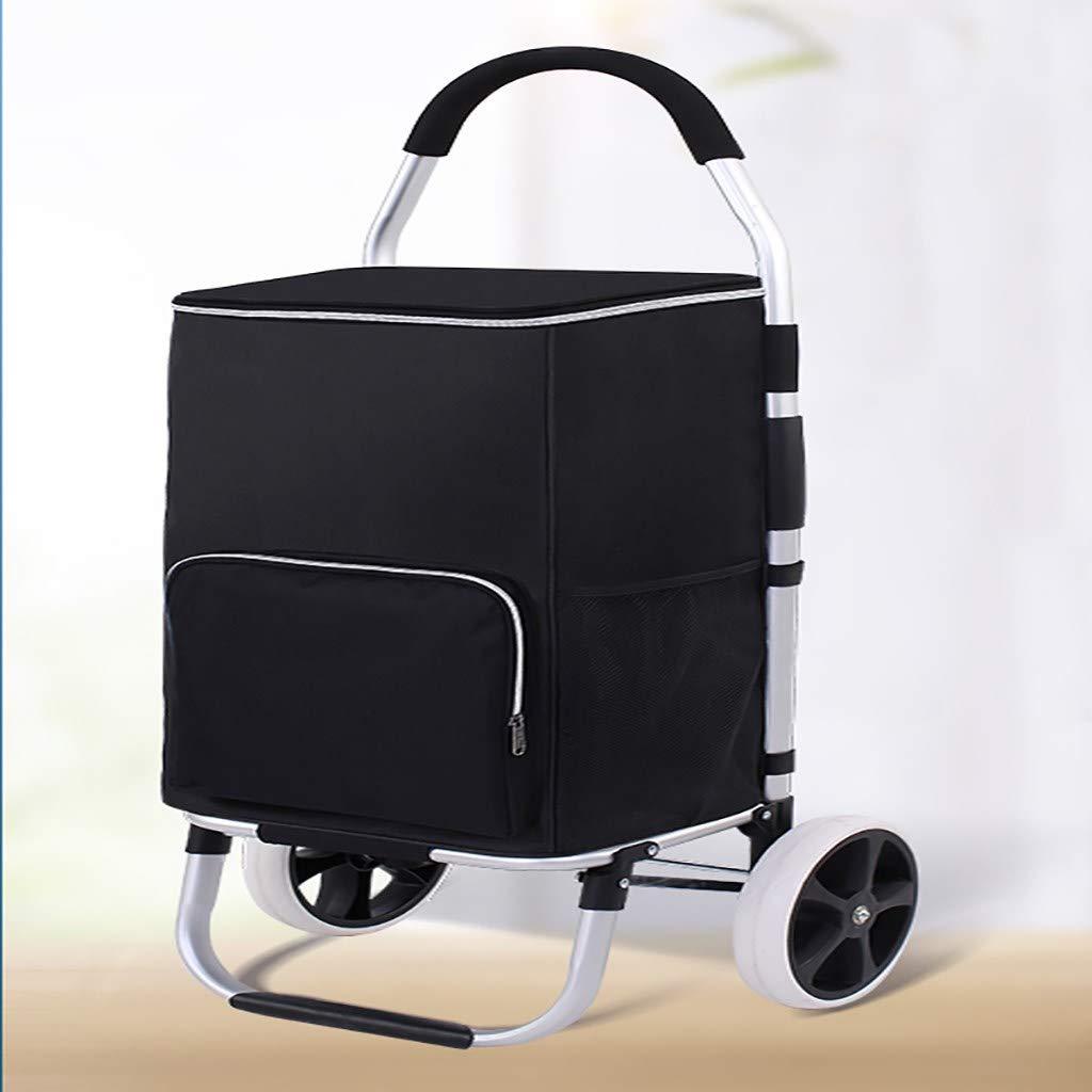 Hand Trucks Shopping Cart, Trailer, Folding Portable Trolley, Household Trolley, Grocery Aluminum Alloy Trolley, 2-Wheel Shopping Trolleys(A)