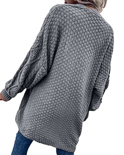 Image of Dyexces Womens Oversized Cable Knit Long Sleeve Lantern Cardigan Sweaters