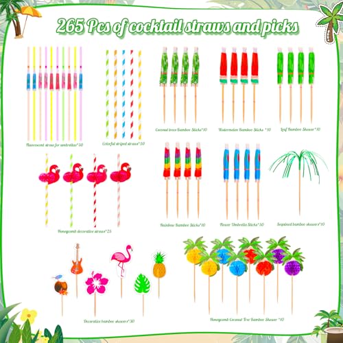 265 piezas Sombrillas de Cóctel Tropical para Fiesta miniatura 3