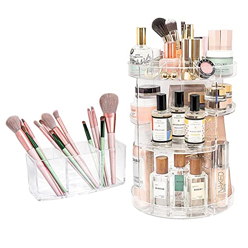 ♛ 【FACILE DA INSTALLARE E LAVABILE】 - Questo organizer per cosmetici realizzato in plastica trasparente trasparente. Montare e smontare rapidamente l'organizer seguendo la guida; comodo da pulire con un design smontabile e materiale lavabile.