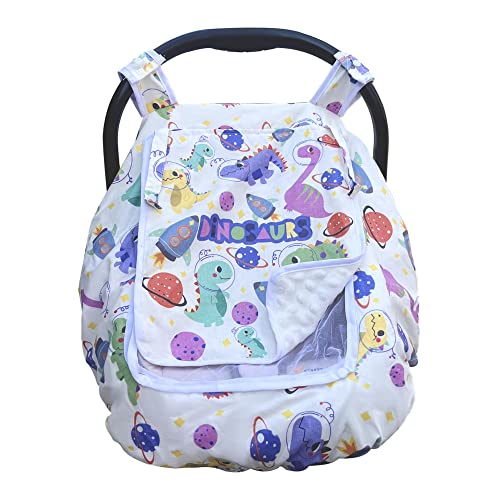 Image of Car Seat Covers for Babies, Baby Carseat Cover Boy Girl, Infant Stroller Canopy, Adjustable Peep & Breathable Mesh Window, Soft Crystal Velvet Fabric, Fit Spring Summer Autumn Winter(White)