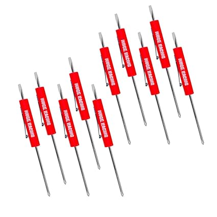 MUGE Racing Pocket Screwdriver double Blade Head Set with Clip Mechanical Magnetic Slotted Head Two Magnet Top Heads Mini Tops And Pocket Clips (10, RED)